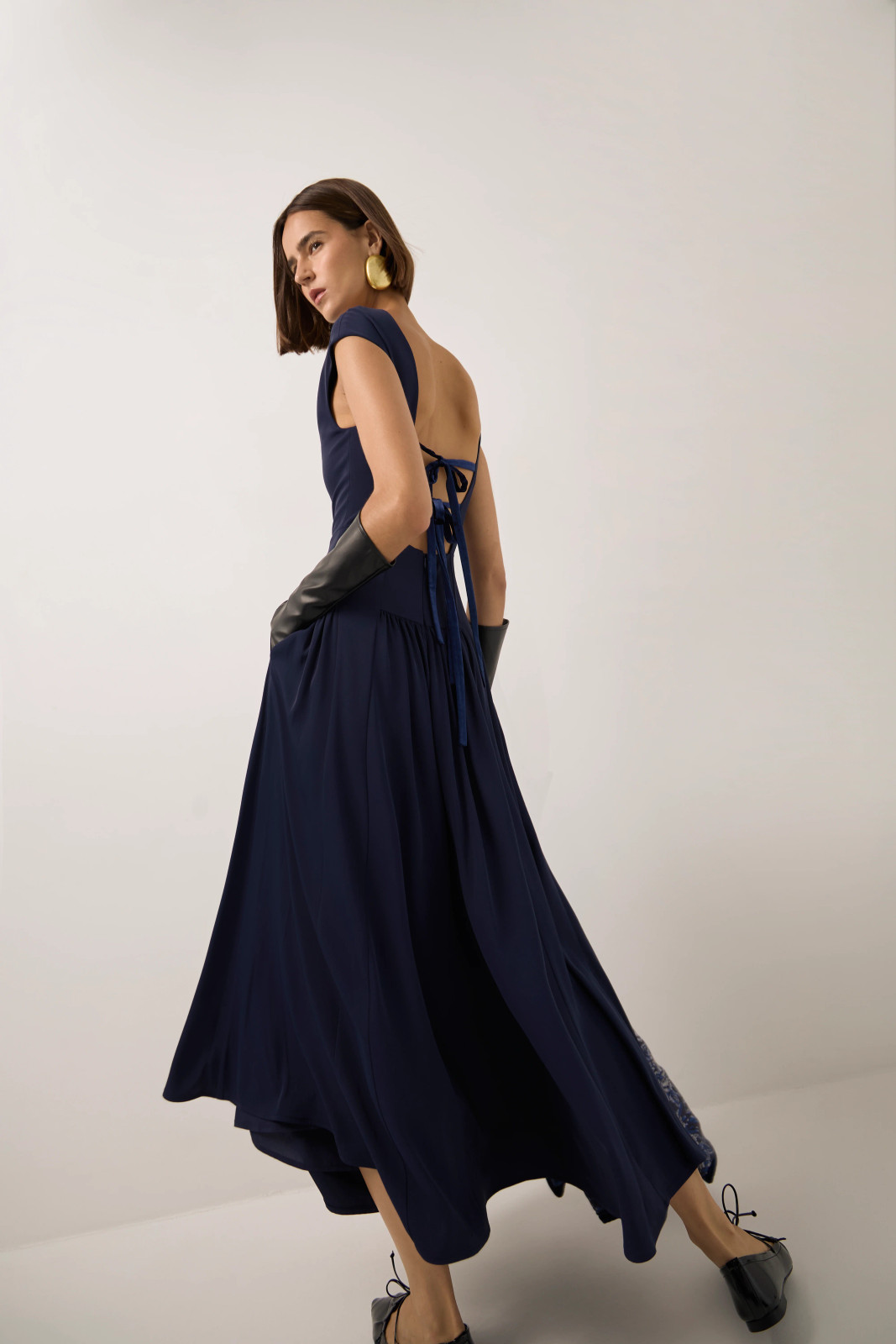 Navy Sleeveless Dress with Open Back and Tie Detail Navy Sleeveless Dress with Open Back and Tie Detail — Modest Dresses 2027