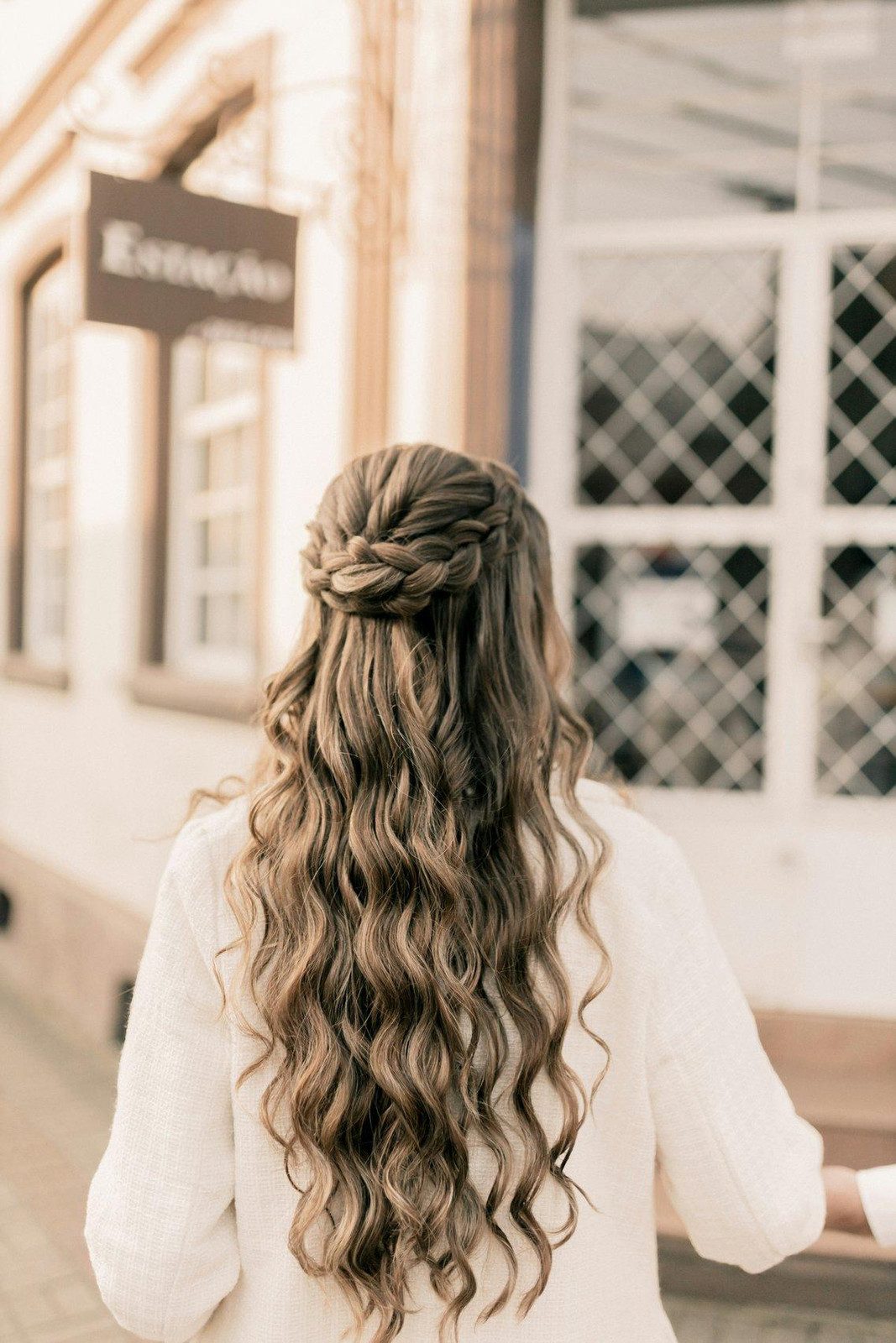 Half-Up Crown Braid With Waves Half-Up Crown Braid With Waves — Church Hairstyles 2027