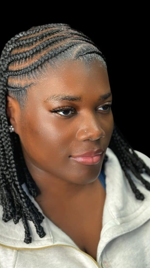 Visual Idea — The Hair Is Styled With A Middle Parting Visual Idea — The Hair Is Styled With A Middle Parting — Bob Braids 2027