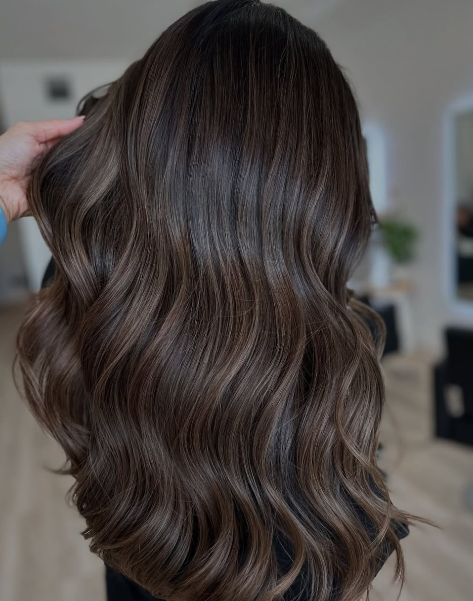 Dark Chocolate Brown with Cool Highlights — Hair Color Ideas 2027 for Dark Hair