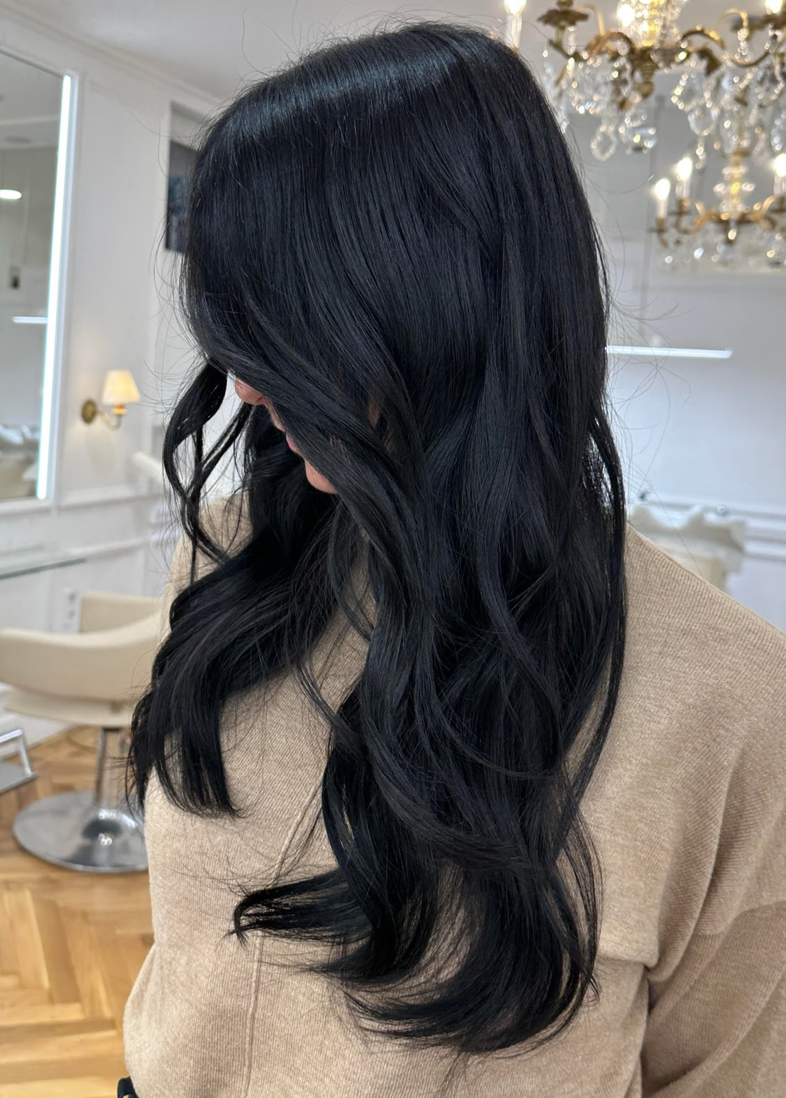 Mid-Back Length Jet Black Waves — Hair Color Ideas 2027 for Dark Hair