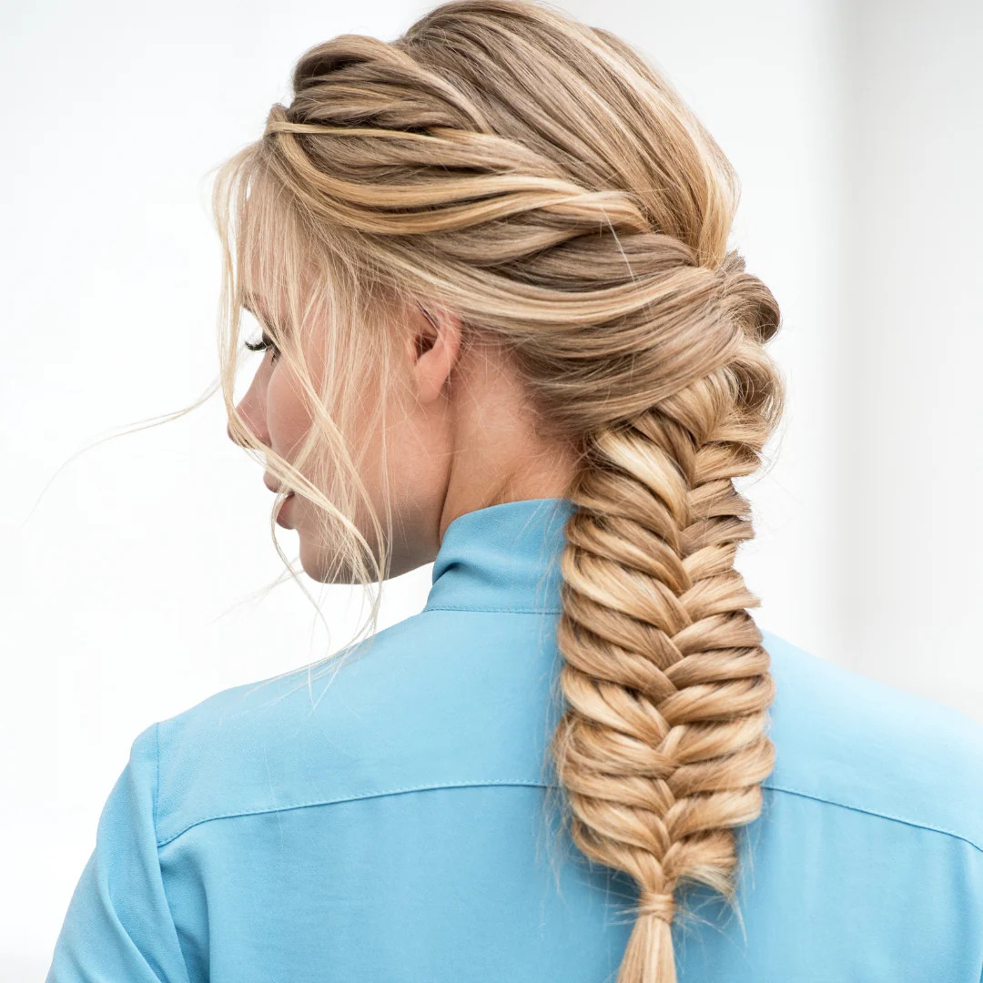 Braided Updo With Honey Highlighted Fishtail Braided Updo With Honey Highlighted Fishtail — Christmas Braids 2026