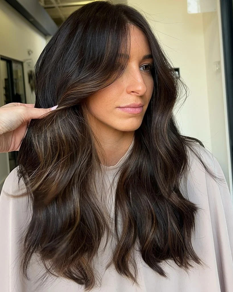 Wavy Medium Density Visual Idea — Highlights on Dark Hair 2027