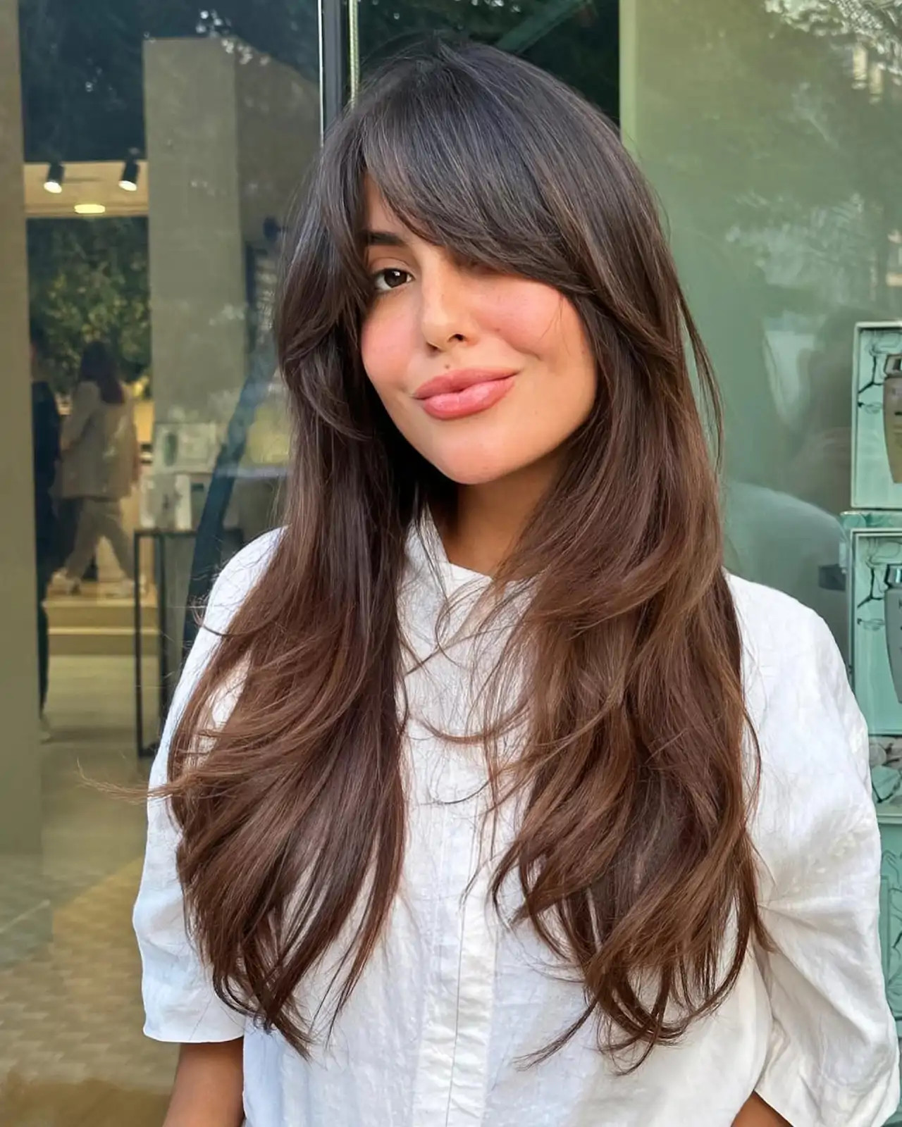 Mid-Back Layers With Swept Curtain Fringe Mid-Back Layers With Swept Curtain Fringe — Side Swept Bangs 2027