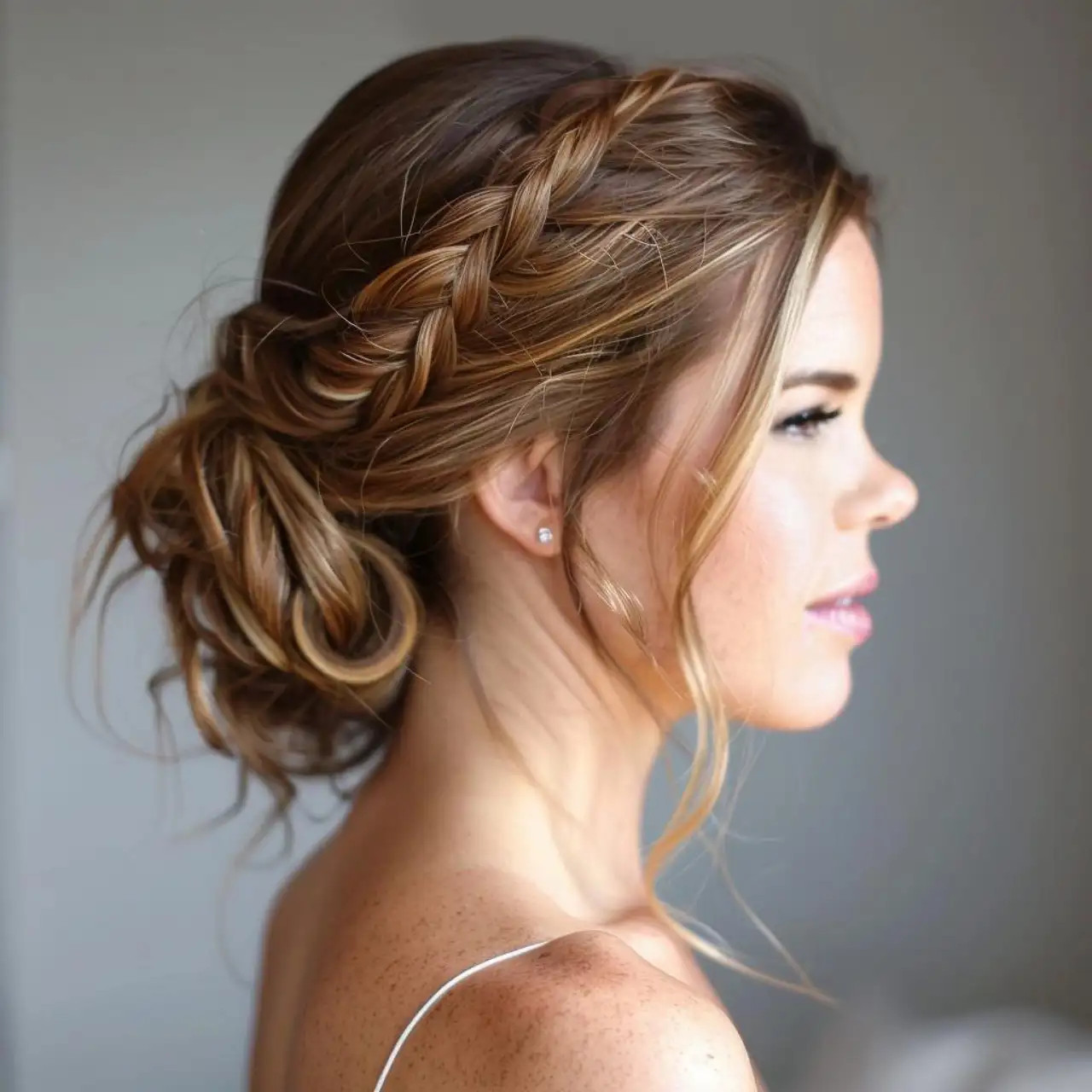 Romantic Honey Blonde Braided Updo — Wedding Guest Updos 2027