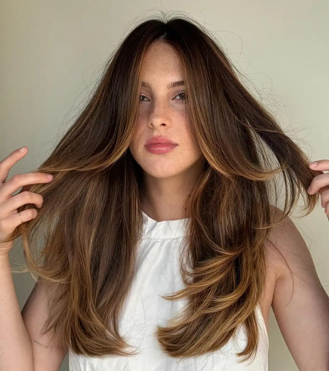 Brunette With Caramel Balayage Visual Idea — Caramel Brunette 2027