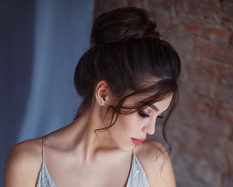 Dark Brown Updo With Face-Framing Pieces Dark Brown Updo With Face-Framing Pieces — Messy Bun 2027