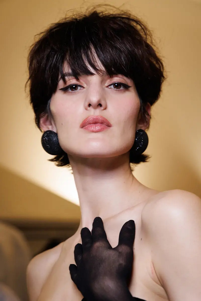 Front View Dark Brown Pixie With Short Blunt Baby Bangs Front View Dark Brown Pixie With Short Blunt Baby Bangs — Baby Bangs 2027