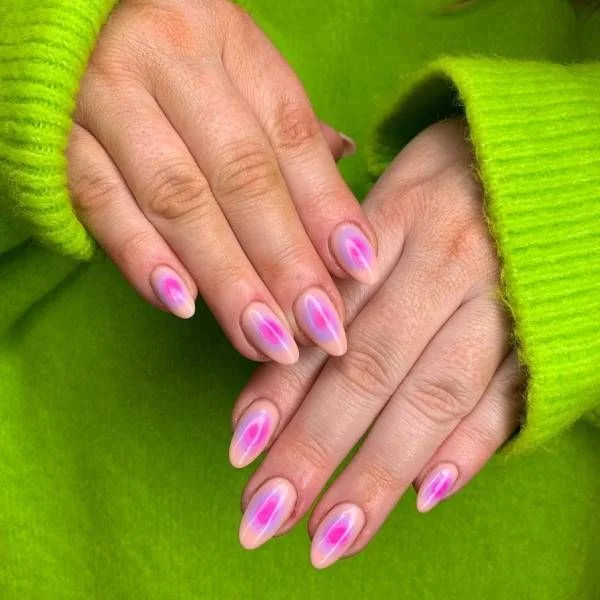 Glossy Vibrant Pink And Purple Mystical Aura Nails — Aura Nails 2027