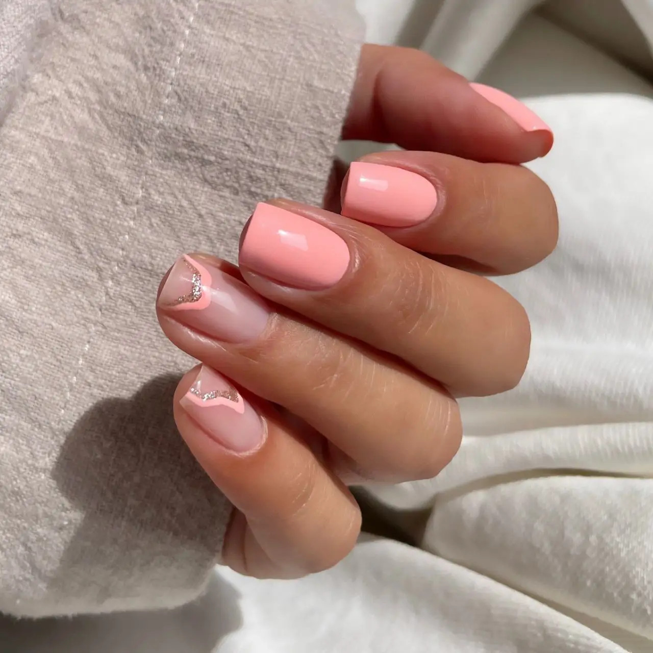 Minimal Glitter Accent On Two Nails Visual Idea — Coral Nails 2027