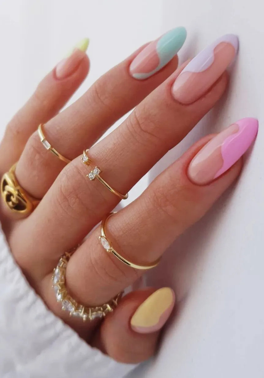 Abstract Wavy Shapes On All Nails Visual Idea Abstract Wavy Shapes On All Nails Visual Idea — Pastel Nails 2027