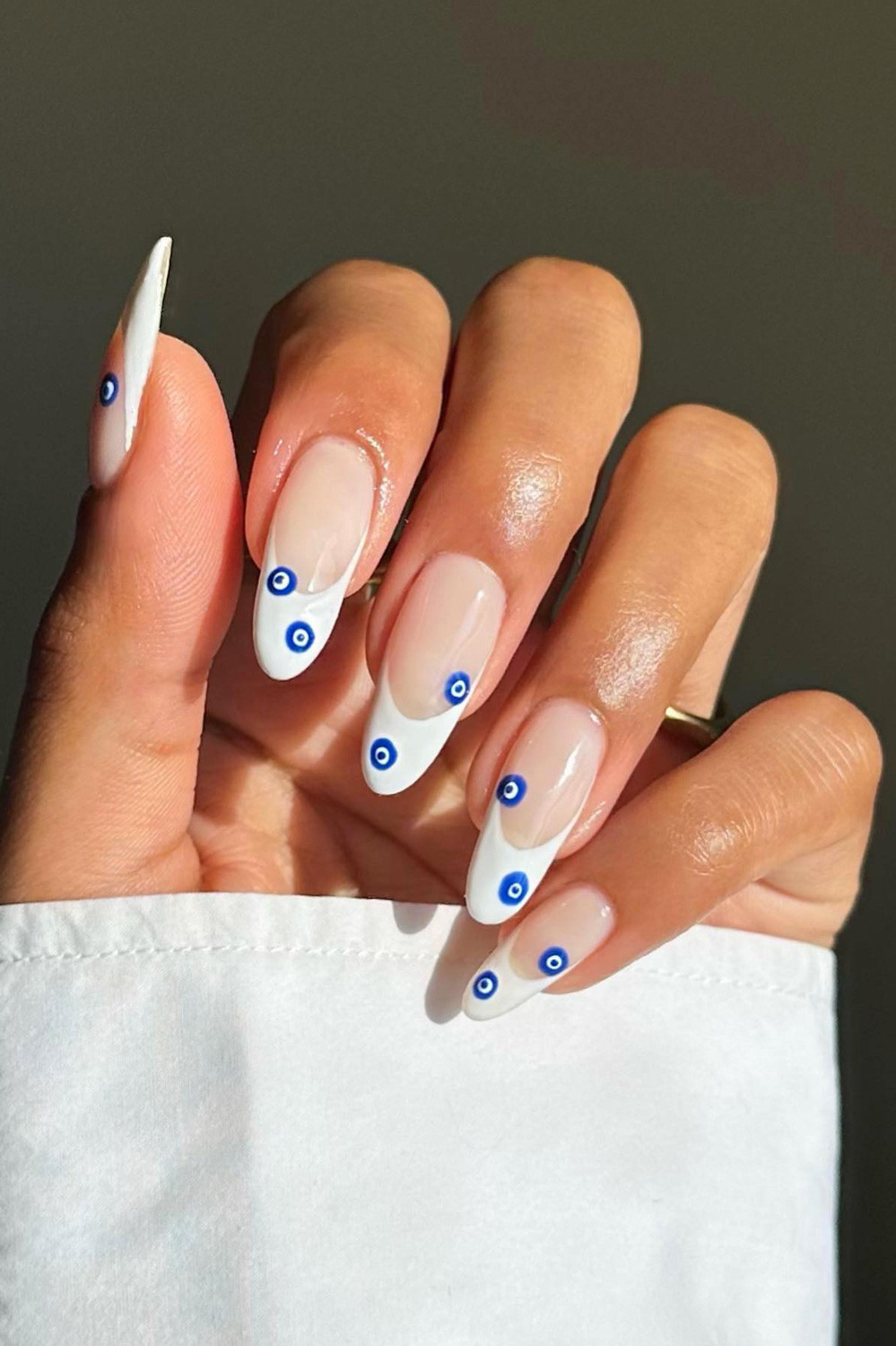Evil Eye French Stiletto Nails — Nails 2027 for Teens