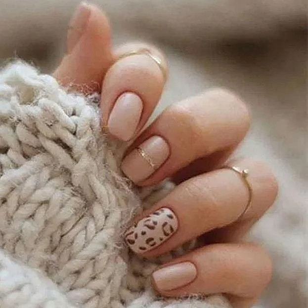 Single Leopard Accent Nail On Nude Polish Single Leopard Accent Nail On Nude Polish — Leopard Print Nails 2027