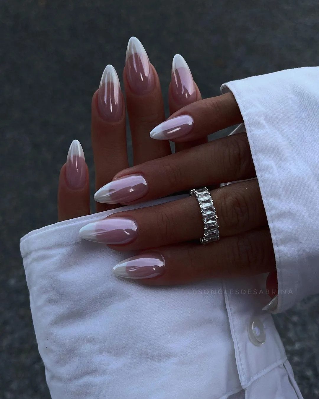 Modern Pearlescent French Almonds Modern Pearlescent French Almonds — Press On Nails 2027