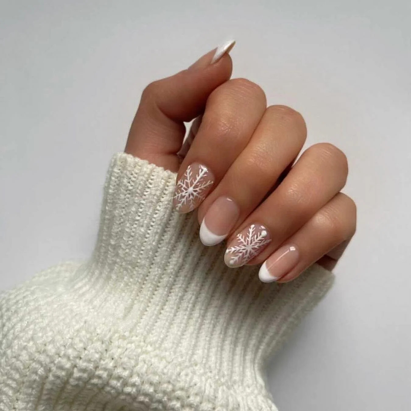 Medium Square Snowflake French Medium Square Snowflake French — Christmas Nails 2026