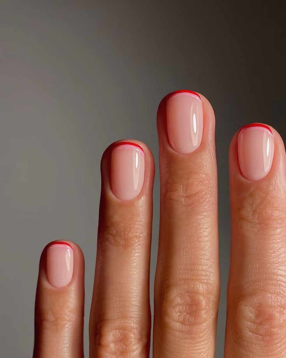 Thin Red Line Along The Free Edge Visual Idea — French Tip Nails 2027