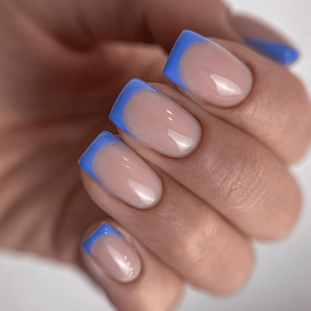 Vibrant Blue French Tips Visual Idea — French Tip Nails 2027