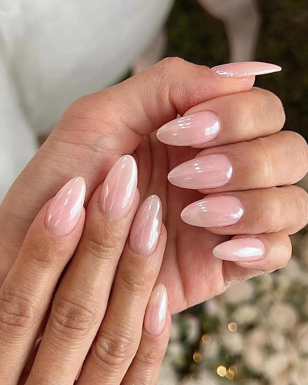 Sheer Milky Pale Pink Pearlescent Chrome — Baby Pink Nails 2027