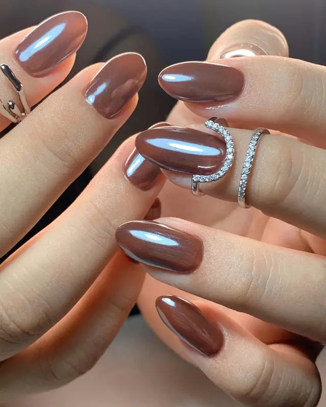 Rich Glossy Medium Chocolate Oval Nails Rich Glossy Medium Chocolate Oval Nails — Chocolate Brown Nails 2027