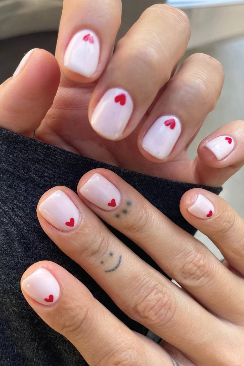 Small Red Heart On Each Nail Visual Idea Small Red Heart On Each Nail Visual Idea — Heart Nails 2027