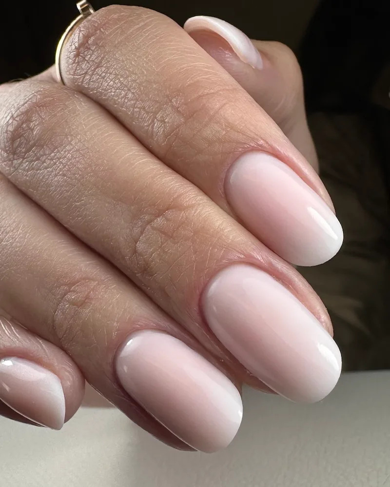 Milky White to Sheer Pink Ombre Oval Nails — Nail Shapes 2027