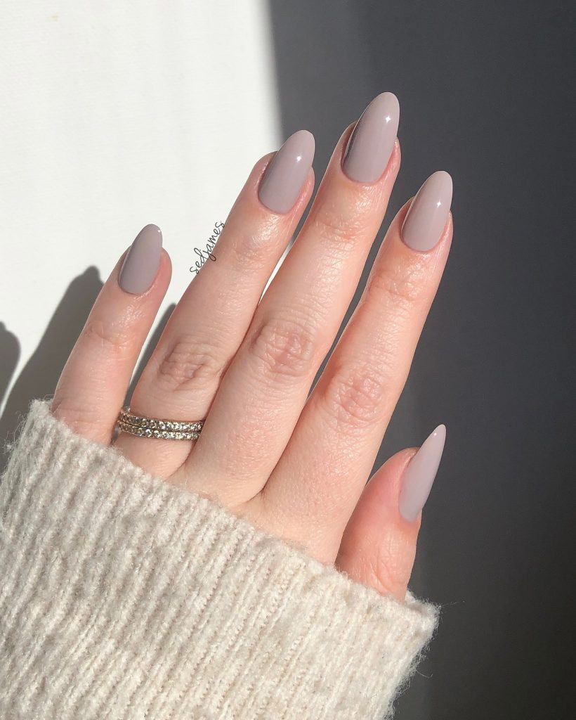 Cool Taupe Glossy Almond Nails Cool Taupe Glossy Almond Nails — Nails 2027 for Fair Skin