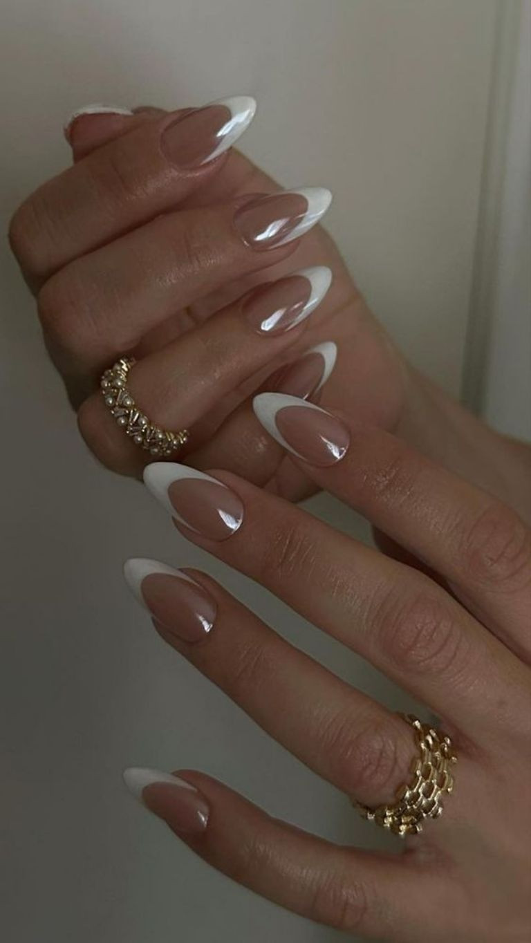Classic White French Tip Almond Nails Classic White French Tip Almond Nails — Mom Nails 2027