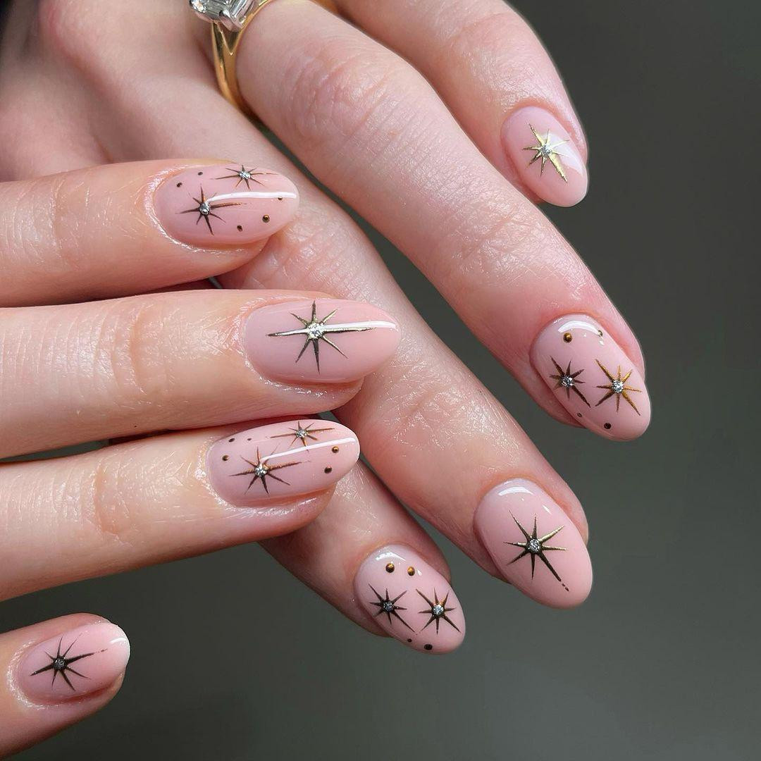 Celestial Starburst Rhinestone Almond Nails Celestial Starburst Rhinestone Almond Nails — Mom Nails 2027