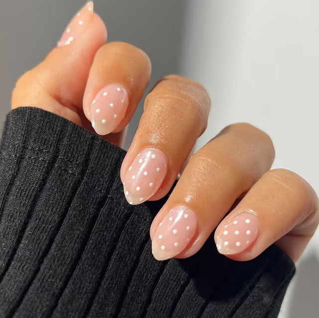 Small White Dots On All Nails Visual Idea Small White Dots On All Nails Visual Idea — Nail Extensions 2027