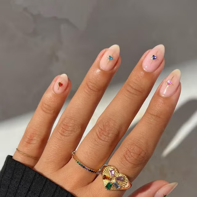 Small Colorful Heart-Shaped Gems Visual Idea Small Colorful Heart-Shaped Gems Visual Idea — Nail Extensions 2027