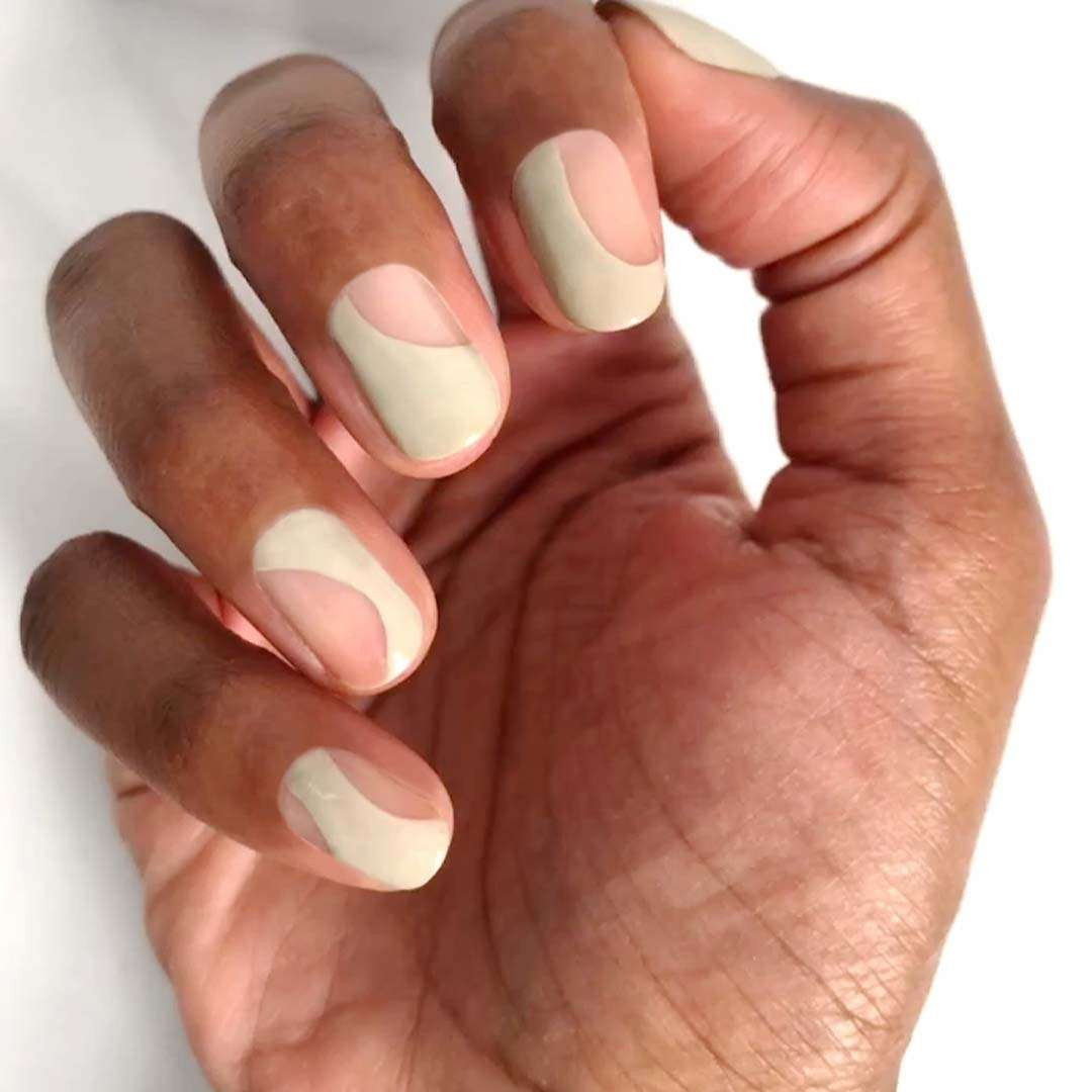 Geometric Color-Block Nude and Beige Short Square Nails — Nails 2027 for Brown Skin
