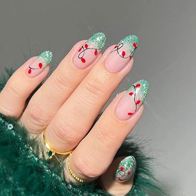 Sheer Pink String Light Christmas Nails Sheer Pink String Light Christmas Nails — Christmas Gel Nails 2026