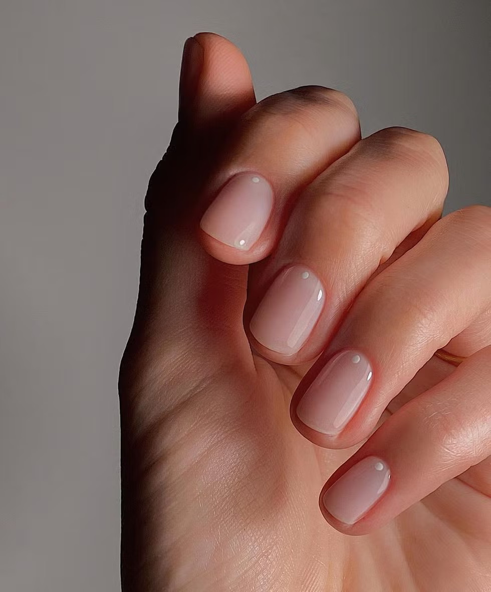 Sheer Nude Pink With White Cuticle Dot Sheer Nude Pink With White Cuticle Dot — Nails 2027 for Everyday