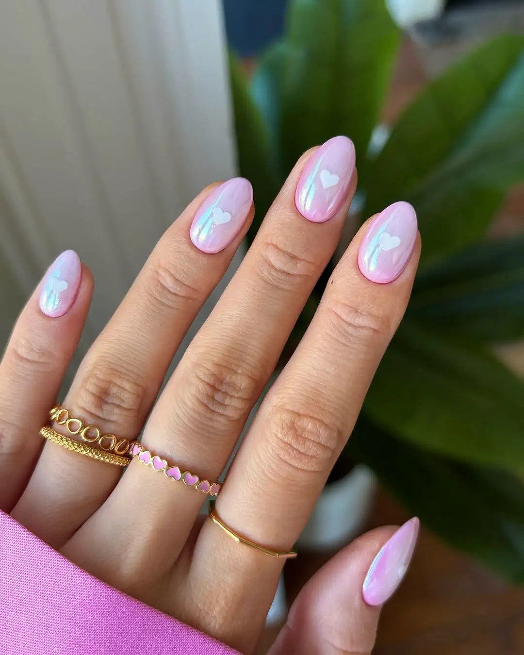 Shimmering Iridescent Visual Idea Shimmering Iridescent Visual Idea — Pink Valentines Nails 2027