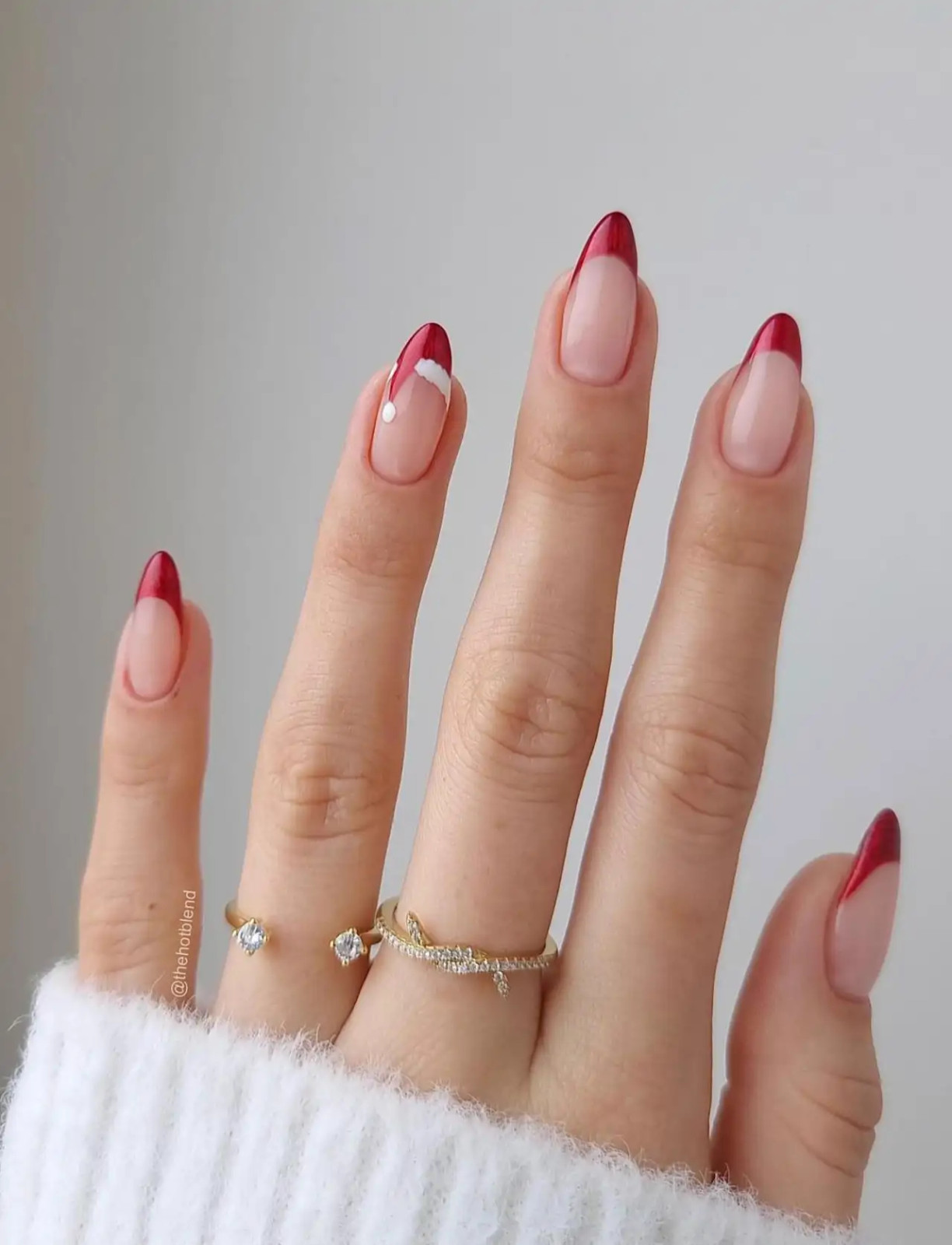 Santa Hat French Tip Nails Santa Hat French Tip Nails — Burgundy Christmas Nails 2026