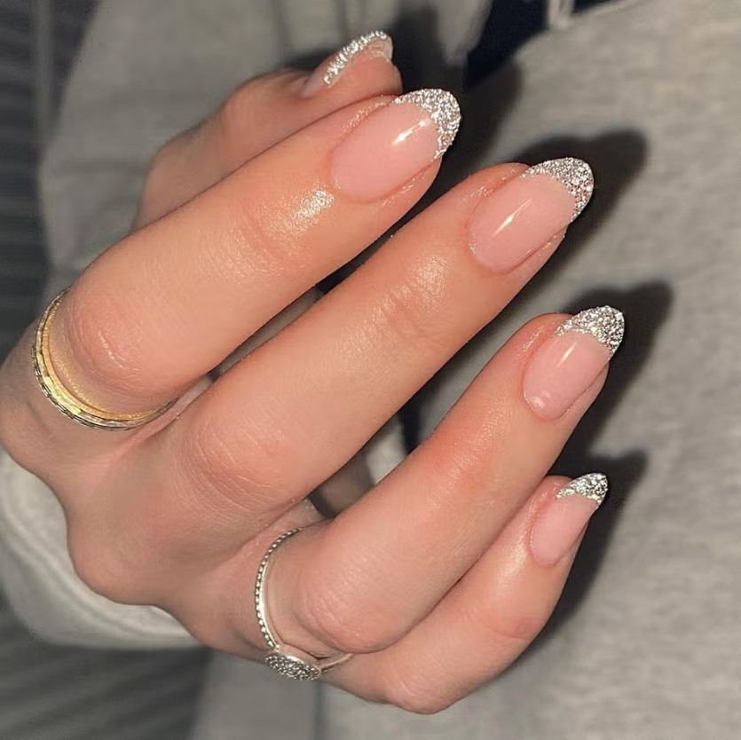 Sparkling Silver Glitter French Tips Sparkling Silver Glitter French Tips — Glitter Wedding Nails 2027