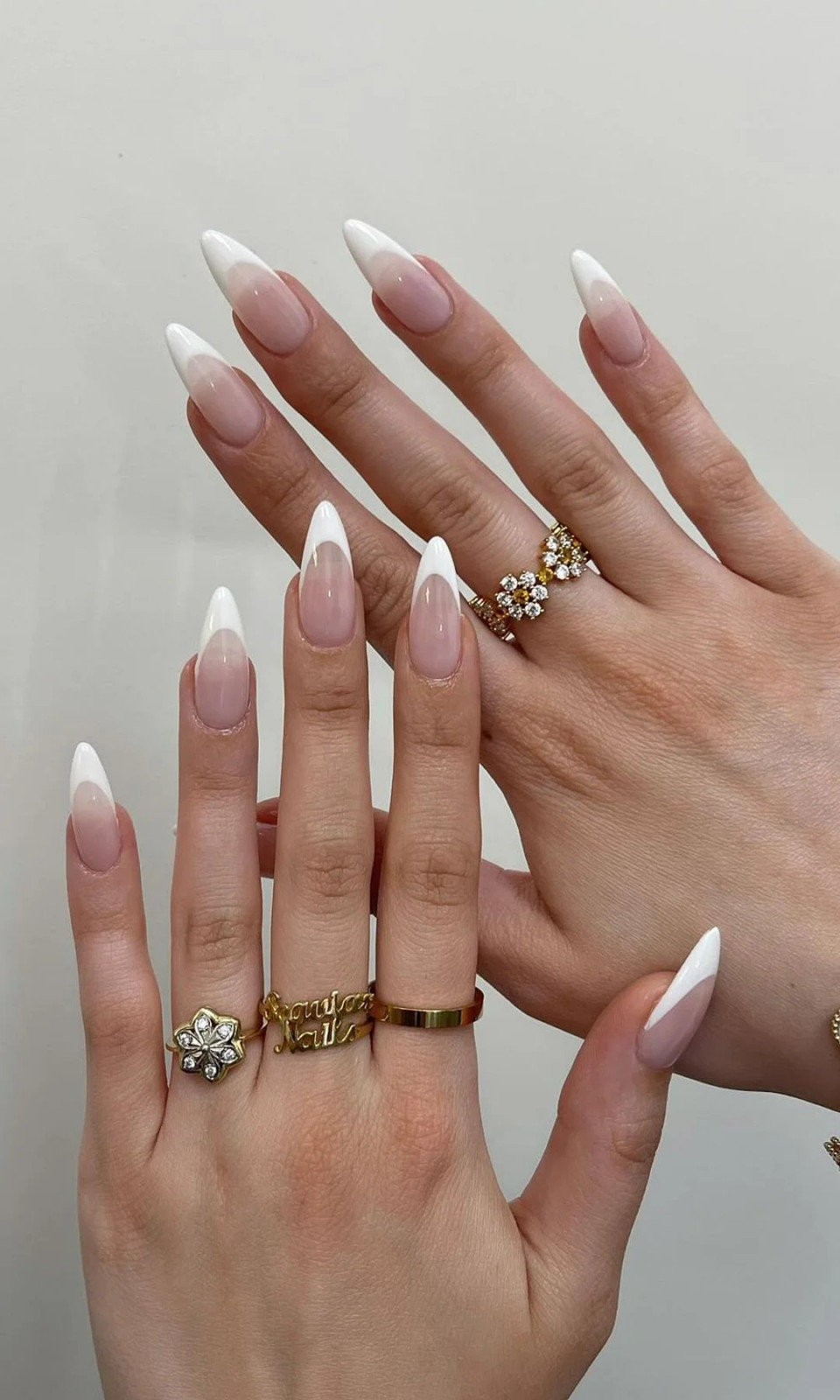 Sharp Stiletto Crisp White French Nails — Wedding French Tip Nails 2027