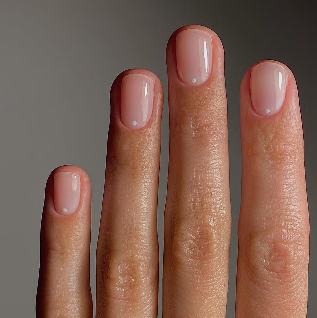 Milky Pink Minimalist Dot Square Nails Milky Pink Minimalist Dot Square Nails — Simple Summer Nails 2027