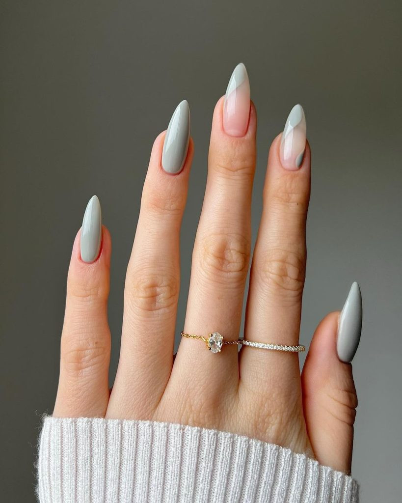 Abstract Color Block Long Stiletto Nails Abstract Color Block Long Stiletto Nails — Winter Gray Nails 2027