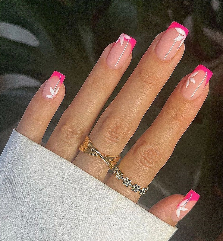 Neon Pink Tips Clear Base Visual Idea Neon Pink Tips Clear Base Visual Idea — Summer French Tip Nails 2027