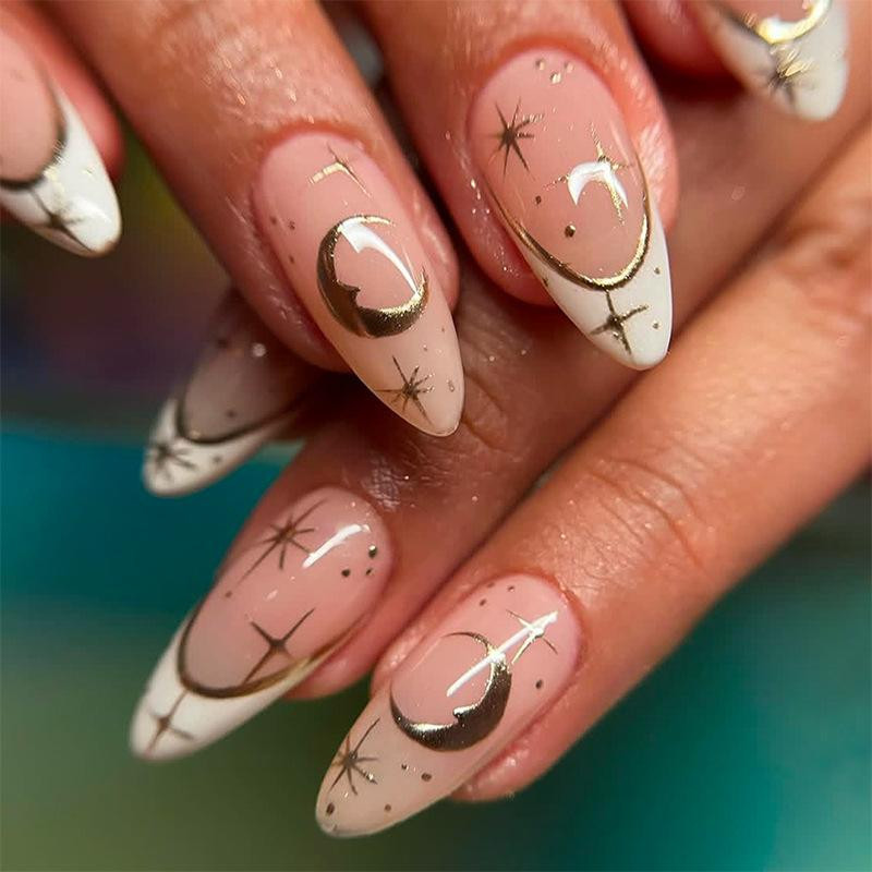 Long Nude Celestial French Almonds Long Nude Celestial French Almonds — Almond Press On Nails 2027