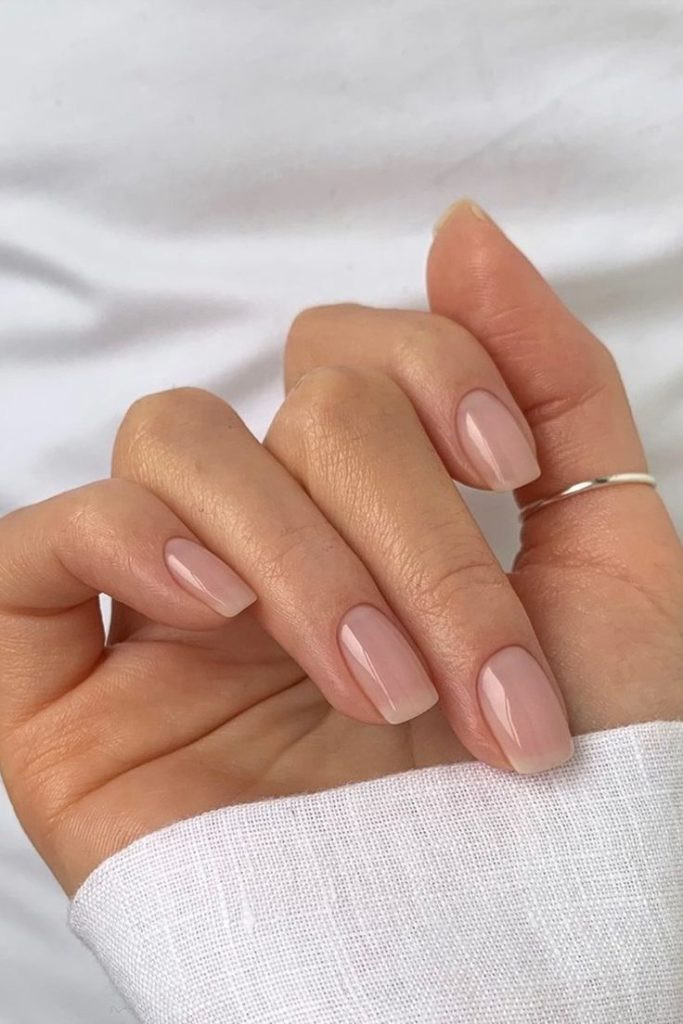 Milky Pink Short Square Nails Milky Pink Short Square Nails — Classy Simple Nail Designs 2027
