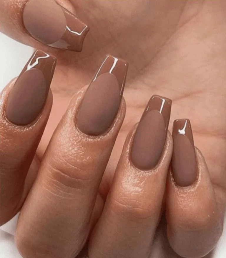 Matte Brown French Tip Nails Matte Brown French Tip Nails — Winter Matte Nails 2027