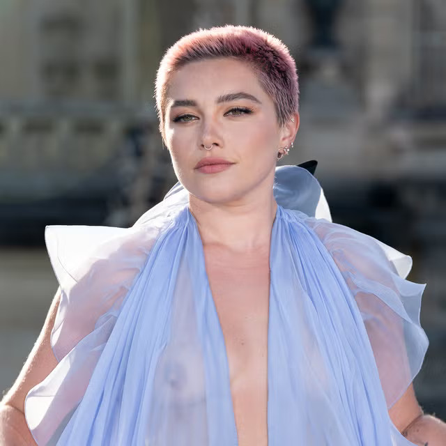 Pale Blue Sheer Dress with Plunging Neckline and Ruffles Pale Blue Sheer Dress with Plunging Neckline and Ruffles — Sheer Dress 2027
