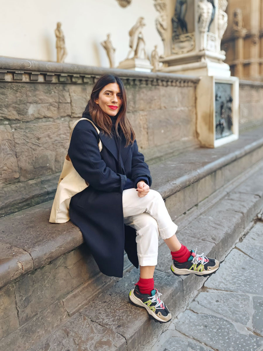 Navy Wool Coat with Bold Red Socks for a Casual Pop — Boston Outfits 2027