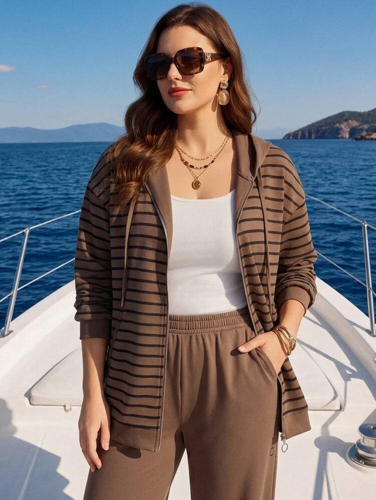 Striped Athleisure Set for a Relaxed Lake Boat Trip — Lake Outfits 2027
