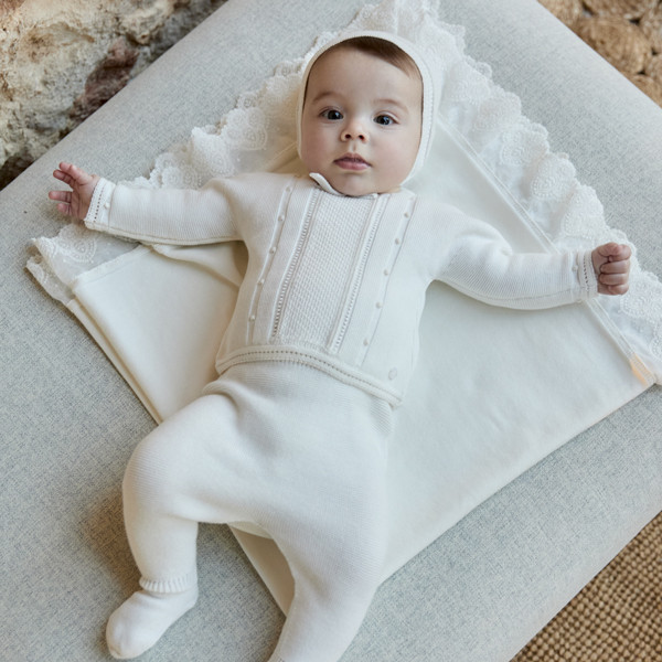 Elegant Off-White Knit Set with Pearl Details Elegant Off-White Knit Set with Pearl Details — Baby Outfits 2027