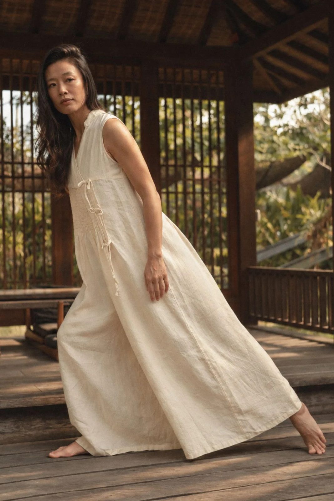 Relaxed Resort Style: Off-White Linen Jumpsuit Relaxed Resort Style: Off-White Linen Jumpsuit — Honeymoon Outfits 2027