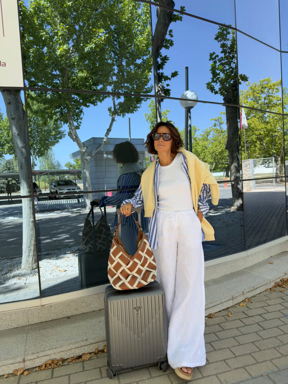 Striped Shirt and Yellow Cardigan for Travel Ready Style Striped Shirt and Yellow Cardigan for Travel Ready Style — Australia Outfits 2027
