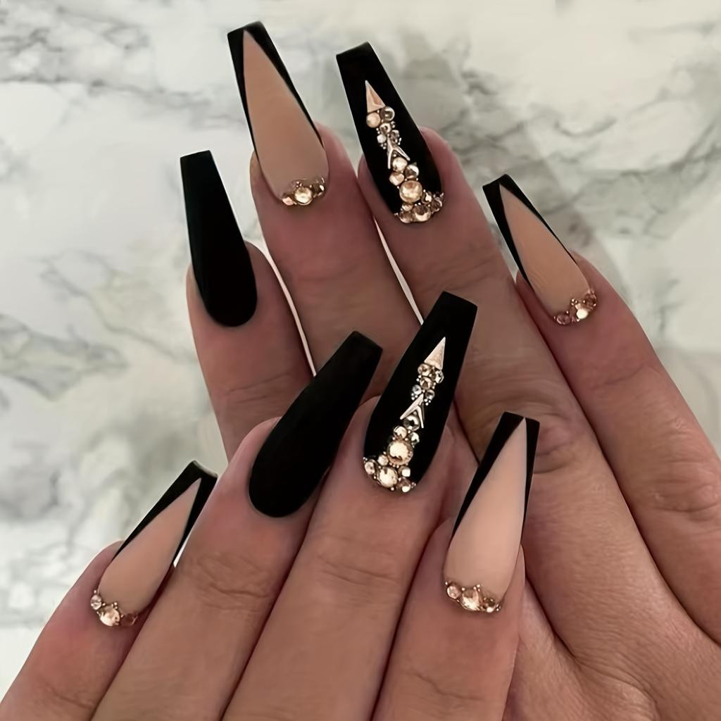 Matte Black and Glossy French Nails Matte Black and Glossy French Nails — Gothic Coffin Nails 2027
